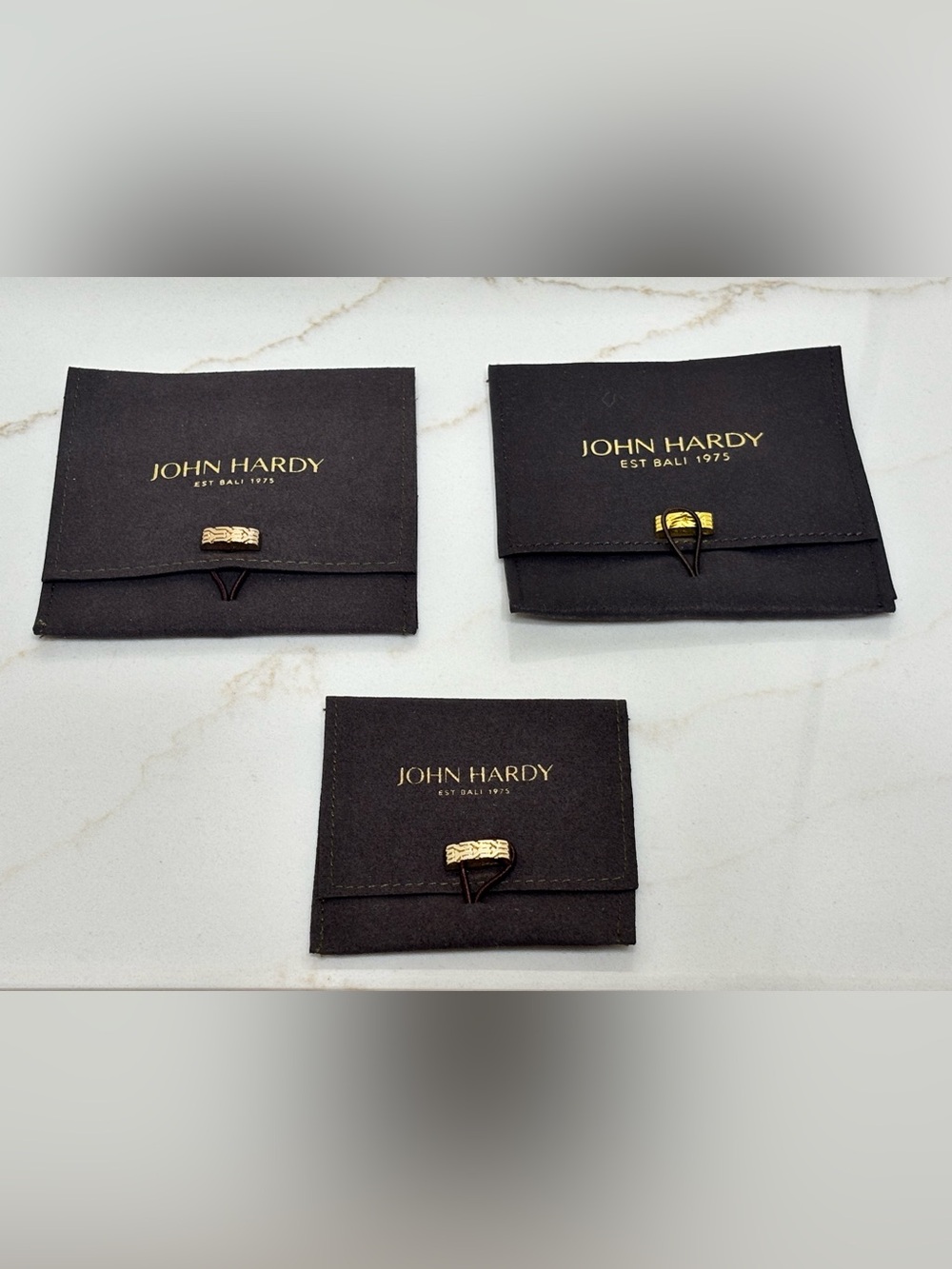 John Hardy Jewelry Pouches Lot of 3 Black Storage Bags Authentic Branded